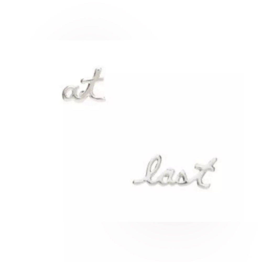 Kate Spade “At Last” Silver Wedding Stud Earrings